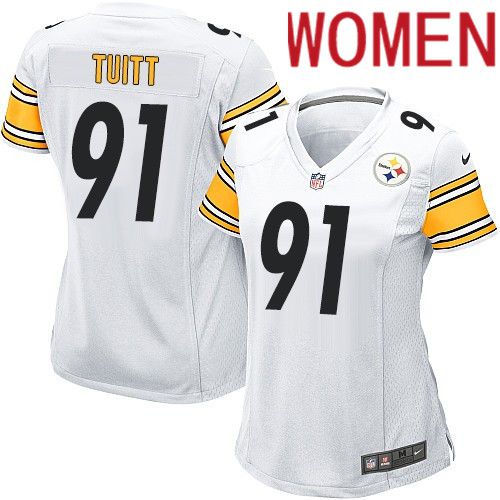 Women Pittsburgh Steelers #91 Stephon Tuitt Nike White Game NFL Jersey->women nfl jersey->Women Jersey